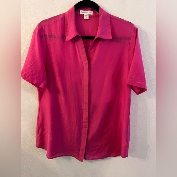 Coldwater Creek Blouse Shirt Silk Blend Pink Size Med 10-12 Lightweight - Picture 1 of 7